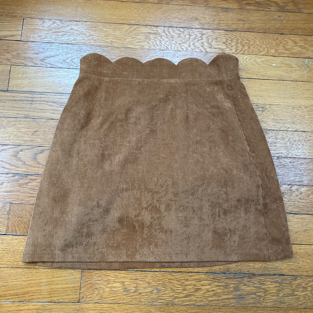 English Factory Corduroy Skirt with Scallop Waist
